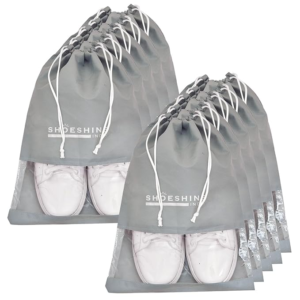 SHOESHINE India Premium Non-Woven Shoe Cover Bag with Transparent Window & Drawstring Closure